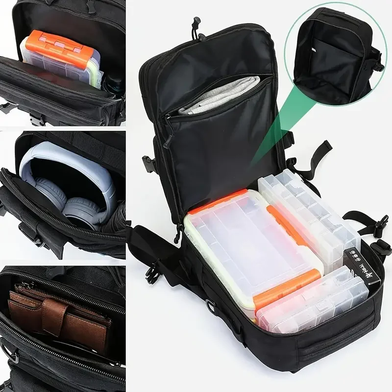 1000D ナイロン防水釣りバックパック釣具収納袋ダブルショ - Fishing Equipment Bag のレビューと価格